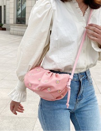 Fashion Pink Embroidered Daisy Cloud One Shoulder Cross Bag