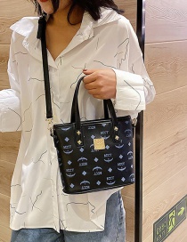 Fashion Black Metal Cross Shoulder Bag With Printed Letters