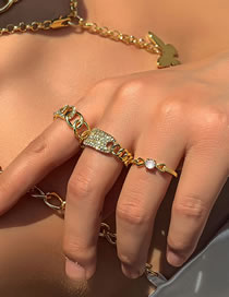 Fashion Golden Bowknot Diamond Chain Ring Set
