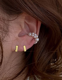 Fashion Gold (single) Pearl Beaded Geometric Alloy Ear Bone Clip