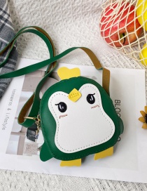 Fashion Green Penguin Stitching Childrens Crossbody Shoulder Bag