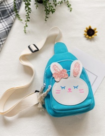 Fashion Blue Bunny Print Canvas Childrens Diagonal Shoulder Bag
