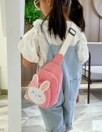 Fashion Pink Bunny Print Canvas Childrens Diagonal Shoulder Bag