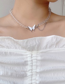 Fashion Silver Alloy Resin Butterfly Necklace