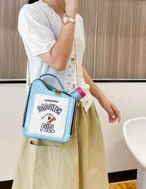 Fashion Blue Laser Sequins Embroidered Letters Oil Can Chain One-shoulder Messenger Bag