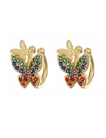 Fashion Golden Copper Inlaid Zircon Butterfly Ear Clip