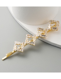 Fashion Golden Alloy Geometric Diamond Hollow Hairpin