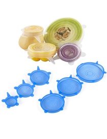 Fashion Sky Blue 6-piece Stretchable Multifunctional Fruit And Vegetable Silicone Fresh-keeping Cover