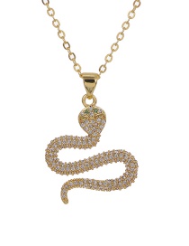 Fashion White Copper Inlaid Zircon Serpentine Necklace