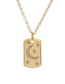 Fashion Golden Copper Inlaid Zircon Moon Necklace