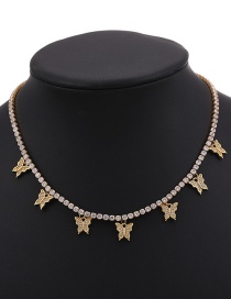 Fashion 7 Copper Inlaid Zircon Butterfly Necklace