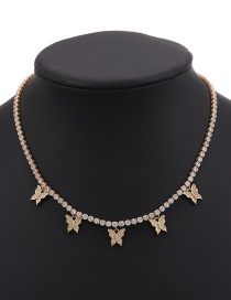 Fashion 4 Copper Inlaid Zircon Butterfly Necklace
