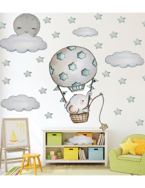 Fashion Gray Environmental Protection Baby Elephant Five-pointed Star Balloon Childrens Room Wall Sticker
