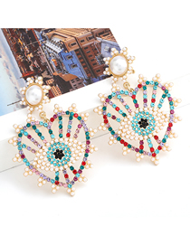 Fashion Color Alloy Diamond Pearl Love Eye Earrings