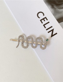 Fashion One Flash Diamond Snake-shaped Alloy One-word Hairpin