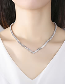 Fashion Platinum Copper Inlaid Zircon Heart Necklace