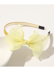 Fashion Solid Color-yellow Net Yarn Polka Dot Double Neck Bowknot Childrens Headband