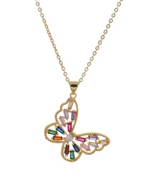 Fashion Golden Copper Inlaid Zircon Fine Chain Hollow Butterfly Necklace