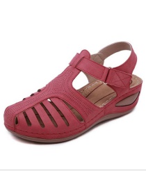 Fashion Red Baotou Hollow Wedge Sandals
