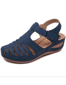 Fashion Blue Baotou Hollow Wedge Sandals