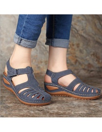 Fashion Gray Baotou Hollow Wedge Sandals