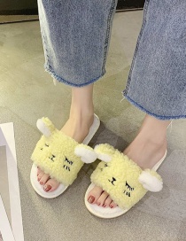 Fashion Yellow Lamb Wool Small Cotton Sheep Flat Slippers