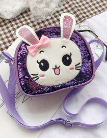 Fashion Purple Sequined Rabbit Childrens One-shoulder Diagonal Bag