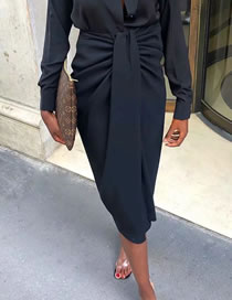 Fashion Black Knotted Cage Sand Split Solid Skirt