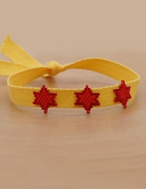 Fashion Five-pointed Star Red Ribbon Rice Beads Hand-woven Star Geometry Childrens Bracelet
