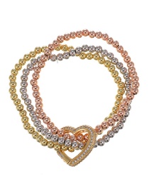 Fashion Golden Copper Inlaid Zircon Beaded Love Bracelet