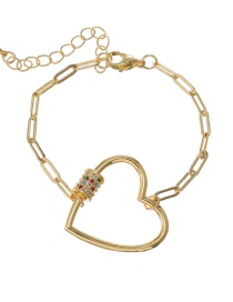 Fashion Golden Copper Inlaid Zircon Heart Bracelet