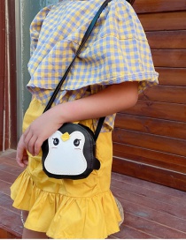 Fashion Black Penguin Stitching Childrens Shoulder Messenger Bag
