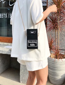 Fashion Black Chain Cigarette Case Letter Print Shoulder Messenger Bag