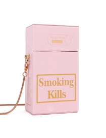 Fashion Pink Chain Cigarette Case Letter Print Shoulder Messenger Bag
