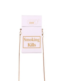 Fashion White Chain Cigarette Case Letter Print Shoulder Messenger Bag