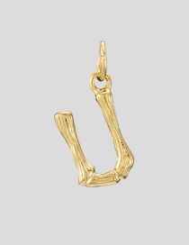 Fashion 14k Gold-u Stainless Steel Gilded Letter Cutout Pendant