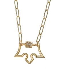 Fashion Golden Copper Inlaid Zircon Crown Necklace 50cm