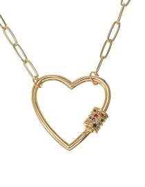 Fashion Golden Copper Inlaid Zircon Heart Necklace 60cm