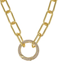Fashion Golden Copper Inlaid Zircon Ring Necklace 60cm