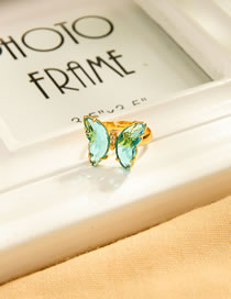Fashion Norwegian Blue Butterfly Diamond Alloy Open Ring