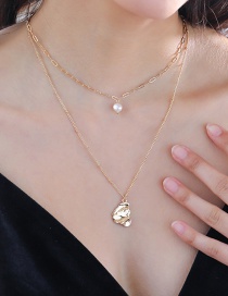 Fashion Geometry Human Head Pearl Geometric Alloy Double-layer Necklace