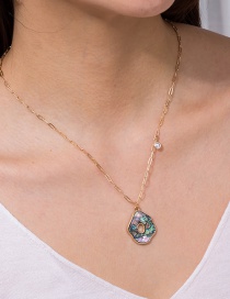 Fashion Irregular Natural Abalone Shell Pearl Geometric Alloy Pendant Necklace