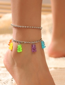 Fashion Round Bead Chain Resin Bear Alloy Anklet