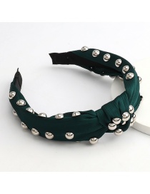Fashion Green Large Hemispherical Alloy Knotted Headband In Cotton And Linen Fabric