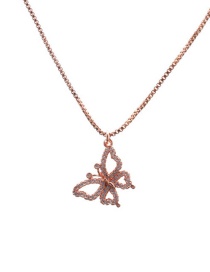 Fashion Rose Gold Micro Zircon Butterfly Pendant Necklace