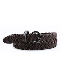 Fashion Brown Woven Needle Buckle Hemp Rope Belt