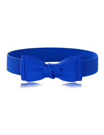 Fashion Blue Elastic Elastic Bow Belt