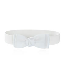Fashion White Elastic Elastic Bow Belt
