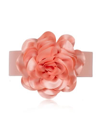 Fashion Pink Oversized Flower Elastic Wide Belt