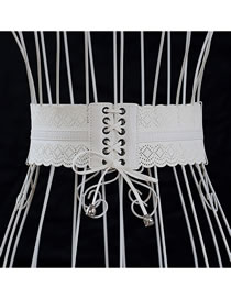 Fashion White Hollow Fiber Leather Tassel Tether Belt